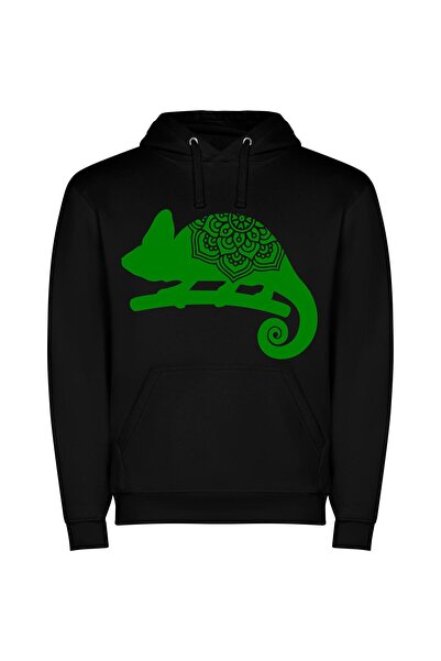 iLovePrints Chameleon's Enigmatic Hue Φούτερ με κουκούλα σε χρώμα Μαύρο