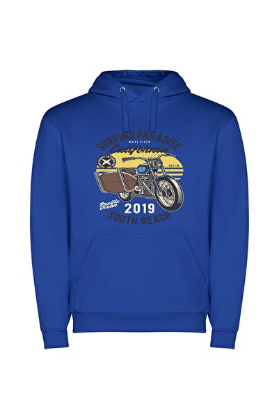 iLovePrints Surfing Motorcycle Dream Φούτερ με κουκούλα σε χρώμα Μπλε