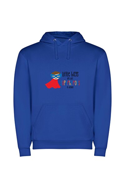iLovePrints Colorful Hero Boy Φούτερ με κουκούλα σε χρώμα Μπλε