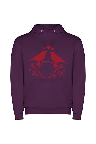 iLovePrints Rococo Lovebirds' Delight Φούτερ με κουκούλα σε χρώμα Μωβ
