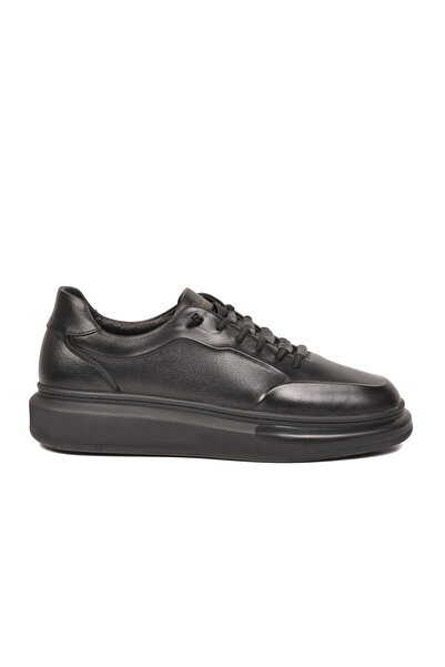 Voyager Black Genuine Leather Men's Sneaker Memory Sole Premium Casual Shoes ...