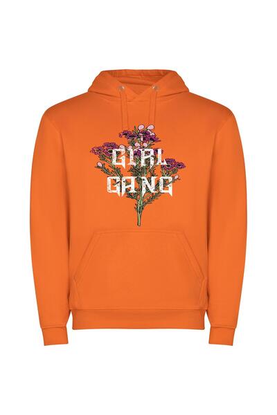 iLovePrints Blossom Gang Couture Φούτερ με κουκούλα σε χρώμα Πορτοκαλί
