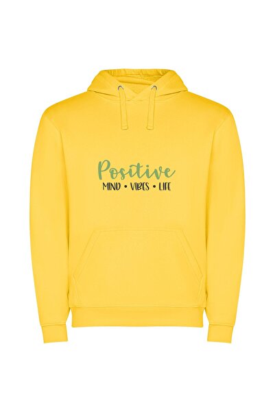 iLovePrints Blissful White Background Vibes Φούτερ με κουκούλα σε χρώμα Κίτρινο