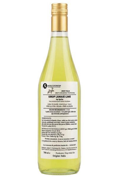 Drop Italia Sirop Concentrat Lemon-Lime (tip Sprite) 700 ml, Dilutie 1 : 13.5