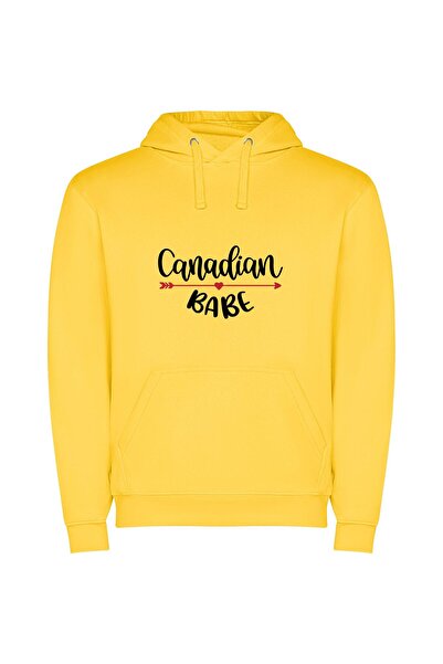 iLovePrints Cascadian Babe: A Canadian Tale Φούτερ με κουκούλα σε χρώμα Κίτρινο