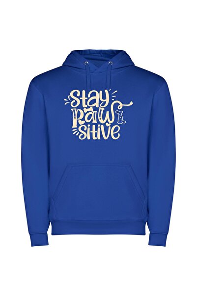 iLovePrints Pawsitive Vibes Only! Φούτερ με κουκούλα σε χρώμα Μπλε