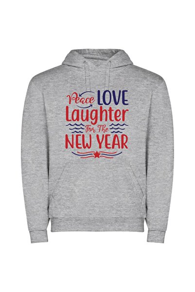 iLovePrints Blissful New Year's Delight Φούτερ με κουκούλα σε χρώμα Γκρι