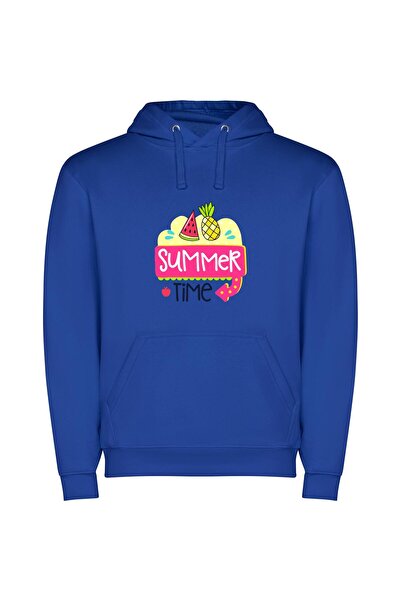 iLovePrints Tropical Bliss Φούτερ με κουκούλα σε χρώμα Μπλε