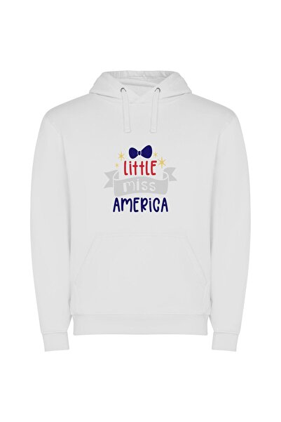iLovePrints Patriotic Miss USA Bow Φούτερ με κουκούλα σε χρώμα Λευκό