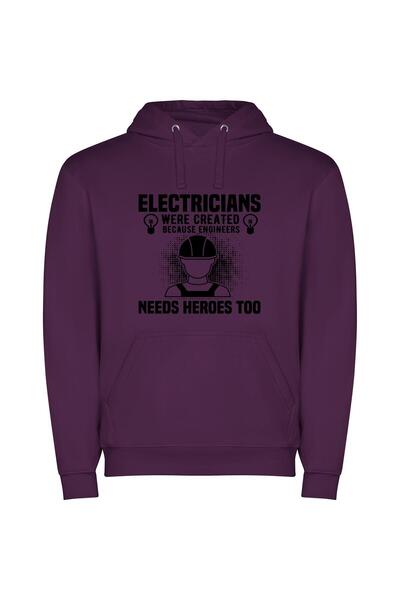 iLovePrints Electric Power: Supercharged Works Φούτερ με κουκούλα σε χρώμα Μωβ