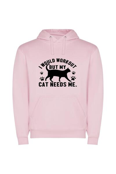 iLovePrints Fit for Feline Fitness Φούτερ με κουκούλα σε χρώμα Ροζ
