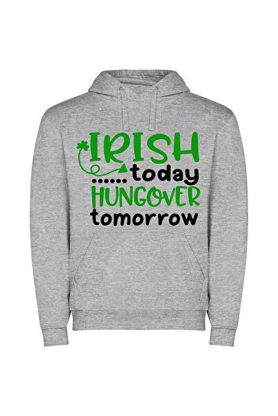 iLovePrints Tomorrow's Irish Hangover Φούτερ με κουκούλα σε χρώμα Γκρι