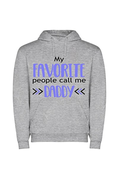 iLovePrints Beloved Daddy, Favorite Friend Φούτερ με κουκούλα σε χρώμα Γκρι