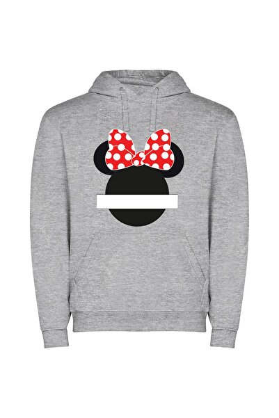 iLovePrints Enchanting Bow-Topped Mouse Φούτερ με κουκούλα σε χρώμα Γκρι