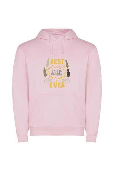 iLovePrints Daddy Energy: Best Ever! Φούτερ με κουκούλα σε χρώμα Ροζ