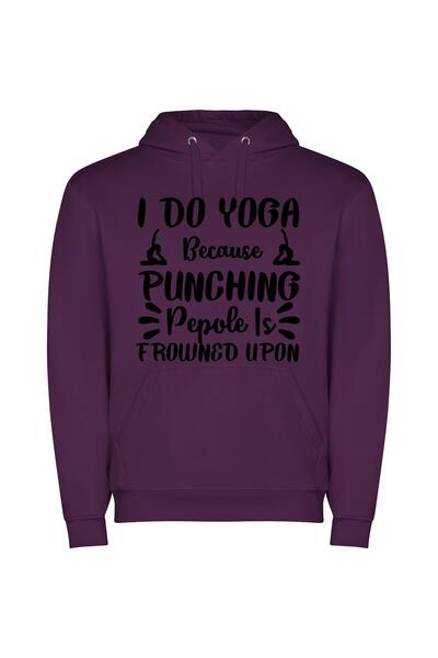 iLovePrints Profound Yoga, Panic-Free Φούτερ με κουκούλα σε χρώμα Μωβ
