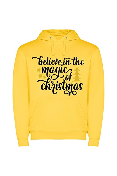 iLovePrints Enchanting Yuletide Magic Φούτερ με κουκούλα σε χρώμα Κίτρινο