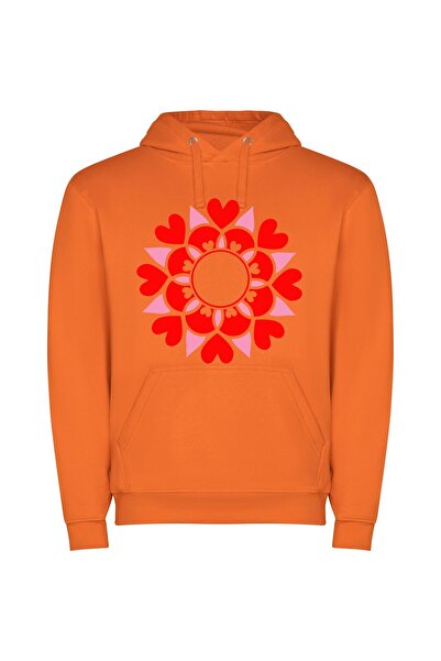 iLovePrints Love Blooms Elegantly Φούτερ με κουκούλα σε χρώμα Πορτοκαλί