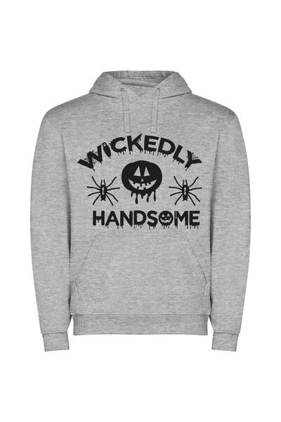 iLovePrints Whacky Jack-O-Lantern Elegance Φούτερ με κουκούλα σε χρώμα Γκρι