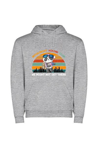 iLovePrints Panda Chic: Shutter-Clad Explorer Φούτερ με κουκούλα σε χρώμα Γκρι