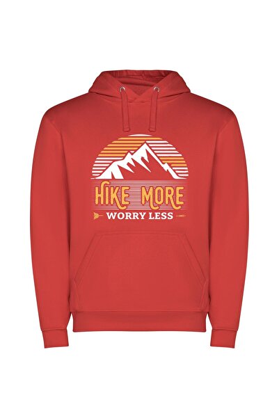 iLovePrints Unbounded Hiking Serenity Φούτερ με κουκούλα σε χρώμα Κόκκινο