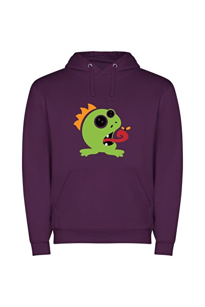iLovePrints Vivid Monster Munchies Φούτερ με κουκούλα σε χρώμα Μωβ