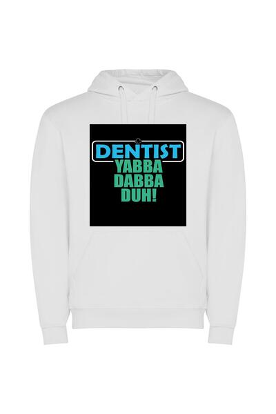 iLovePrints Colorful Dentist Sticker Madness Φούτερ με κουκούλα σε χρώμα Λευκό