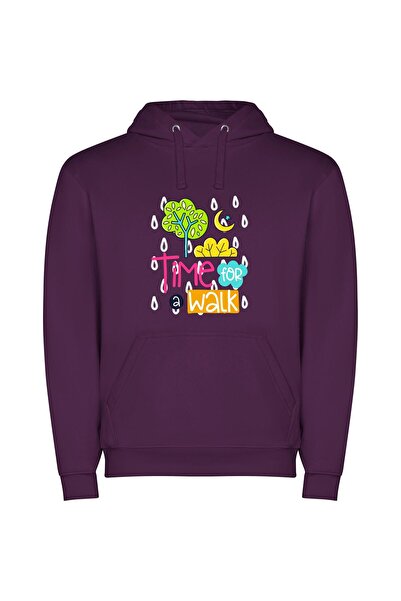 iLovePrints Strolling to Success: 5K Walk Φούτερ με κουκούλα σε χρώμα Μωβ