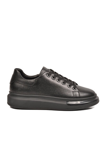 Voyager Black Premium Genuine Leather Men's Casual Shoes Memory Sole Sneaker ...