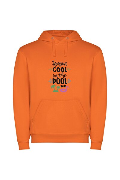 iLovePrints Cool by the Pool Φούτερ με κουκούλα σε χρώμα Πορτοκαλί