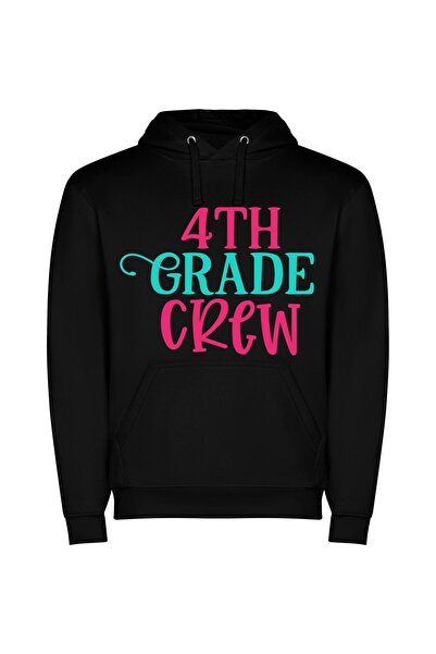 iLovePrints Vibrant 4th Grade Crew Φούτερ με κουκούλα σε χρώμα Μαύρο