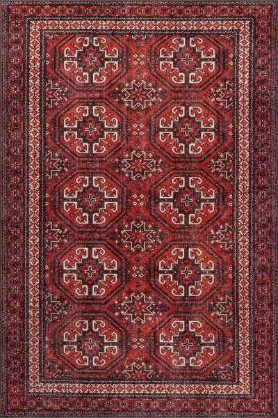 ARTLOOP Soul Kırmızı Etnik Kilim Motifli Klasik Desenli Dokuma Tabanlı Şönil ...
