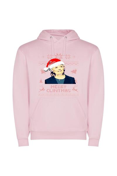 iLovePrints Santa Hat Glam: Clinton's Merry Edit Φούτερ με κουκούλα σε χρώμα Ροζ
