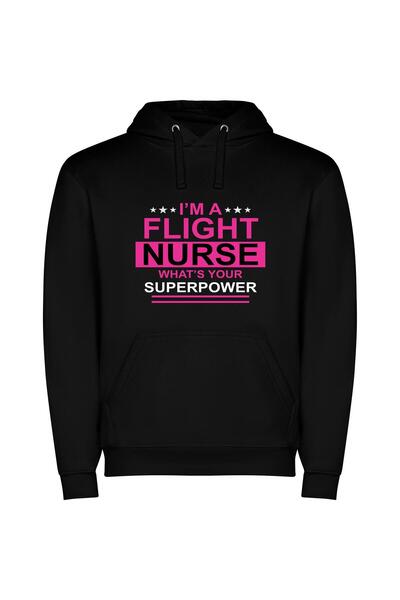 iLovePrints Hero Nurse Flight February Φούτερ με κουκούλα σε χρώμα Μαύρο
