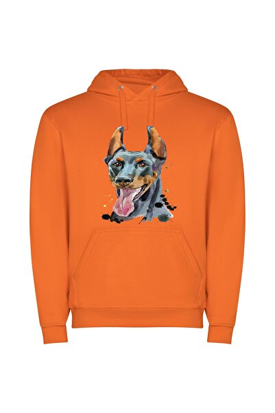 iLovePrints Stylish Canine Portraiture Φούτερ με κουκούλα σε χρώμα Πορτοκαλί
