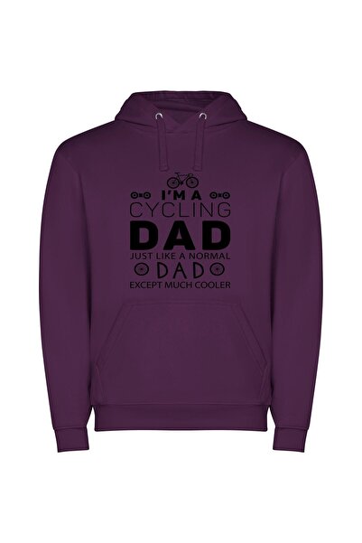 iLovePrints Cycling Cool Dad Vibes Φούτερ με κουκούλα σε χρώμα Μωβ