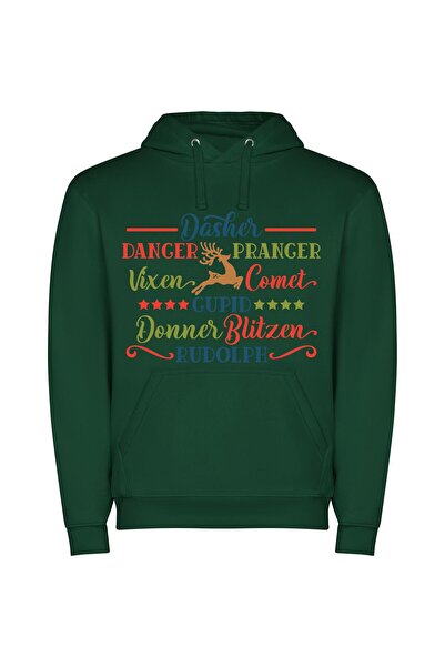 iLovePrints Festive Rudolph's Merry Inspired Φούτερ με κουκούλα σε χρώμα Πράσινο