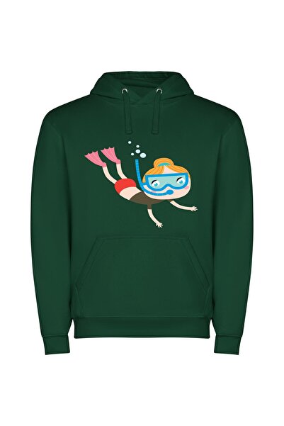 iLovePrints Deep Sea Explorer Φούτερ με κουκούλα σε χρώμα Πράσινο