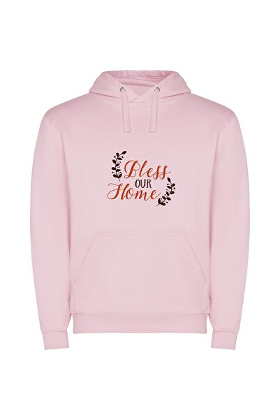 iLovePrints Blessed Home, Elegant Bliss Φούτερ με κουκούλα σε χρώμα Ροζ
