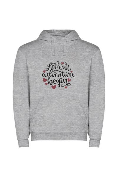 iLovePrints Love's Adventurous Beginnings Φούτερ με κουκούλα σε χρώμα Γκρι