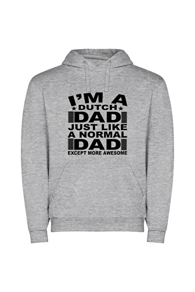 iLovePrints Dutch Awesome Dad Chronicles Φούτερ με κουκούλα σε χρώμα Γκρι