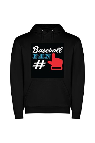 iLovePrints Digital Baseball Fan Art+ Φούτερ με κουκούλα σε χρώμα Μαύρο