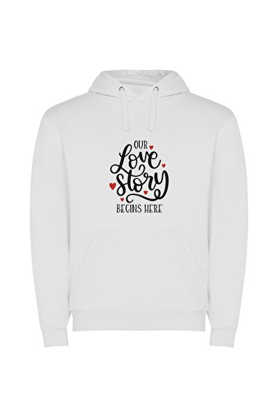 iLovePrints Love's Life Story Commences Φούτερ με κουκούλα σε χρώμα Λευκό