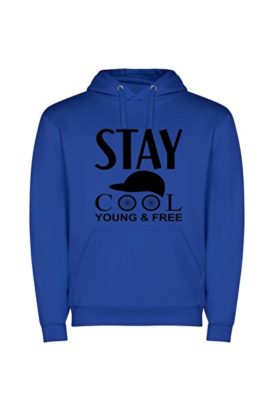 iLovePrints Cool Free Young Style Φούτερ με κουκούλα σε χρώμα Μπλε