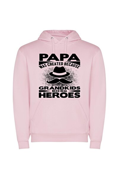 iLovePrints Magnificent Grandfatherly Hero Φούτερ με κουκούλα σε χρώμα Ροζ