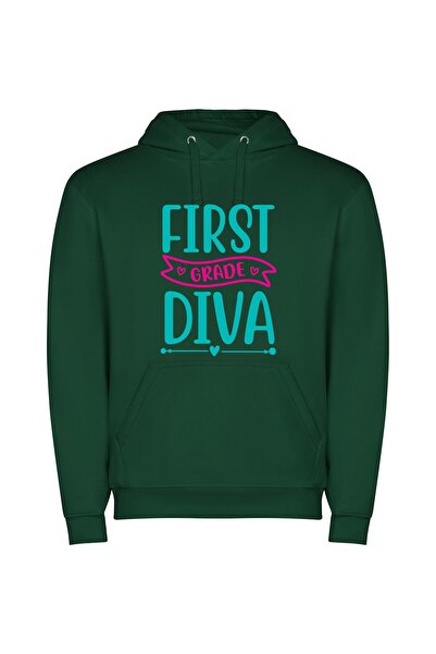 iLovePrints Glamorous Future First Diva Φούτερ με κουκούλα σε χρώμα Πράσινο