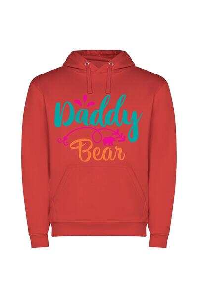iLovePrints Papa's Gentle Guardian Φούτερ με κουκούλα σε χρώμα Κόκκινο