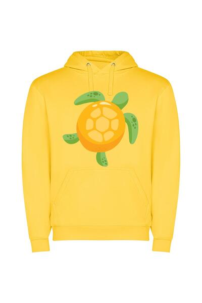 iLovePrints Exotic Turtle Delight Φούτερ με κουκούλα σε χρώμα Κίτρινο