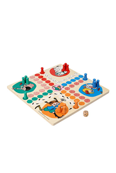 Pippi MICKI Joc strategic din lemn Ludo, jucărie educativă pentru copii