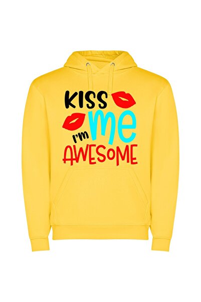 iLovePrints Spellbinding Kiss Me Now Φούτερ με κουκούλα σε χρώμα Κίτρινο